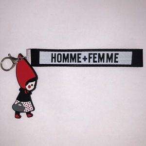 HOMME + FEMME Black White Red Keychain